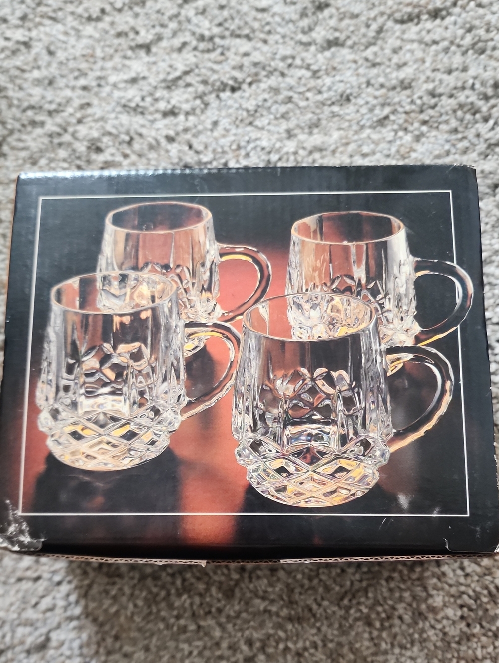 Vintage Crystal Liqueur Mug Set - 4 Pack